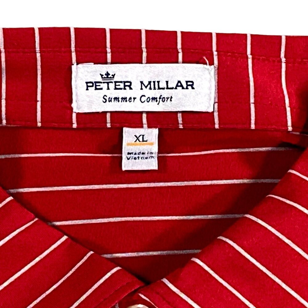 Peter Millar Shirt Mens XL Red White Stripe Jersey Comfort Performance Golf - Picture 10 of 16